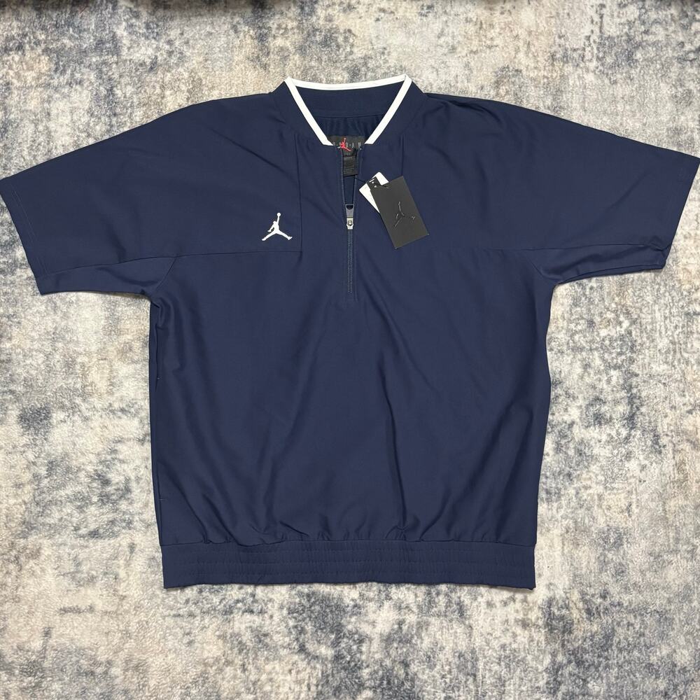 NWT Jordan Short Sleeve Quarter Zip Windbreaker Jacket Navy Blue Mens Large